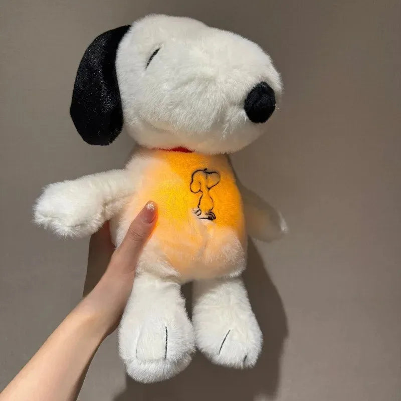 2025 Glowing Breathing Snoopy Plush Toy Baby Sleep Aid Cute Calming Stuffed Animal Kids Bedtime Gift